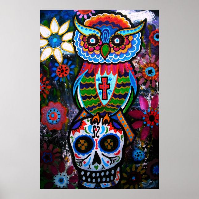 POSTER ART FOLK JOUR OWL DE LA PEINTURE MORTE (Devant)