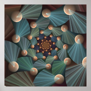 Poster Art Fractal Abstrait Avec Profondeur Bleu Brown Ar