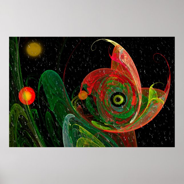 Poster Art Fractal Chameleon Vert (Devant)