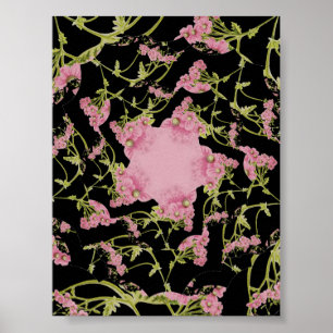 Poster Art fractal d'Achille rose et noir