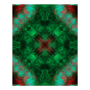 Poster Art fractal de géométrie sacrée émeraude
