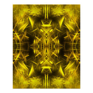 Poster Art fractal de plasma électrique doré