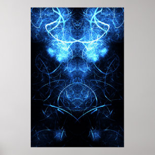 Poster Art fractal d'énergie de la nébuleuse bleue
