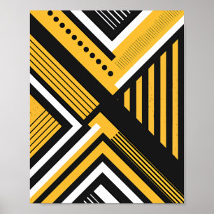 Poster Art géométrique avec formes jaunes, noires et blan
