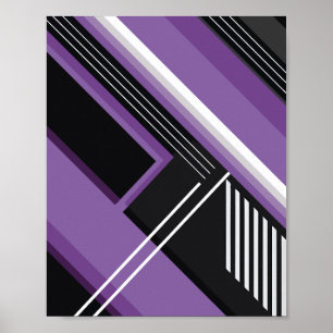 Poster Art géométrique avec formes violettes, noires et b