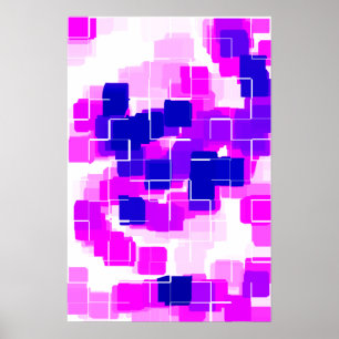 Poster Art géométrique "Framboise bleue"