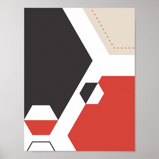 Poster Art géométrique Hexagon Abstrait moderne (Devant)
