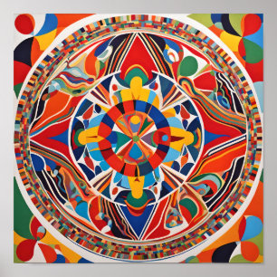 Poster Art géométrique mandala vibrant