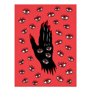 Poster Art gothique d'Halloween - Yeux Éffrayants à main 