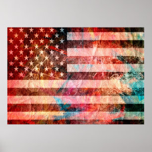 Poster Art Grunge American Flag #6