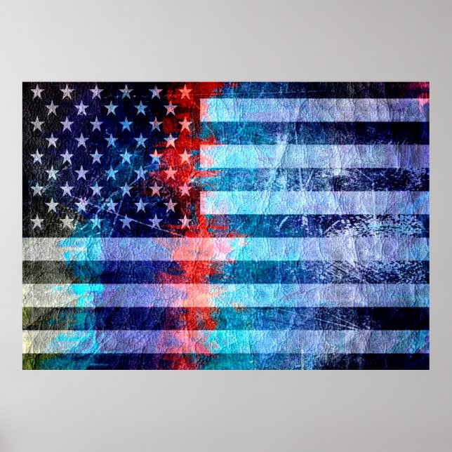 Poster Art Grunge American Flag #7 (Devant)