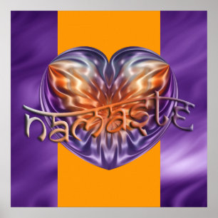 Poster ART Heart NAMASTE vagues lila, orange