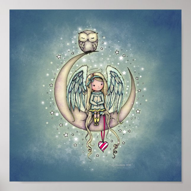 Poster Art illustré Twinkle Little Angel and Owl (Devant)