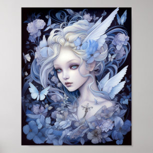 Poster Art Imaginaire Fairy Bleu