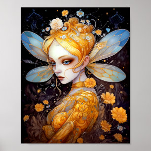Poster Art Imaginaire Fée Jaune Cute