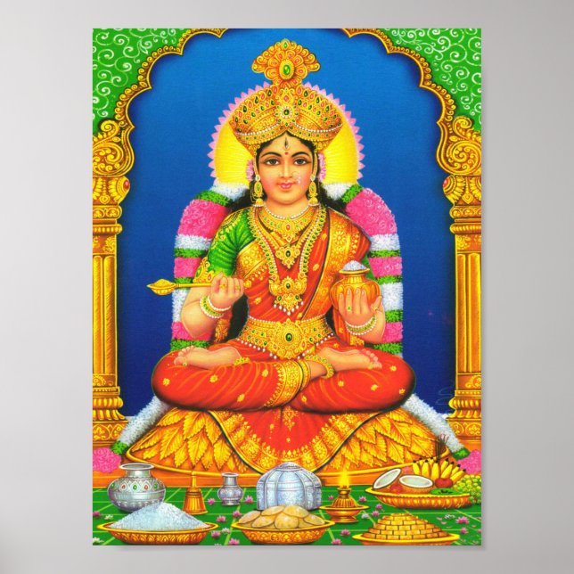 Poster Art indien Lakshmi déesse Religion hindoue (Devant)