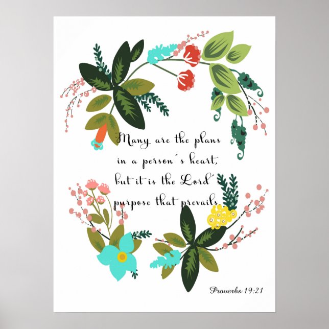 Poster Art inspirant chrétien - Proverbes 19:21 (Devant)