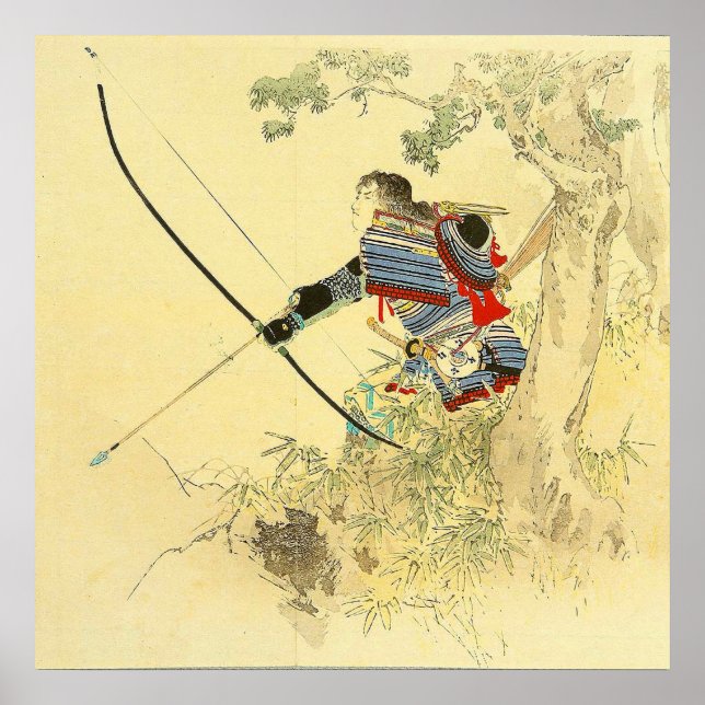 Poster Art Japonais - Un Samouraï Avec Arc À Longbow Et F (Devant)