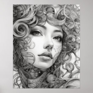 Poster Art Linéal Dessin Corps de la femme