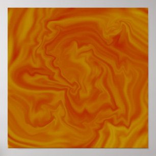 Poster Art Liquide Orange Et Jaune Abstrait