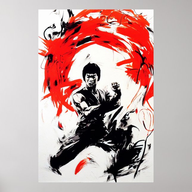 Poster Art Martial Kung Fu Peinture Sauvage Esprit Libre (Devant)