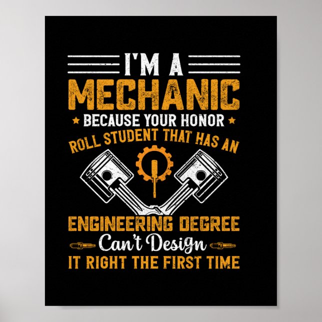 Poster Art mécanique | Je Suis Mécanicien (Devant)