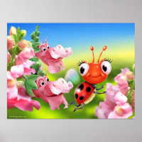 Poster art mignon Ladybug et Snap Dragons