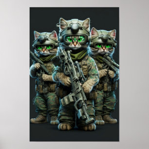 Poster Art Militärkatzen