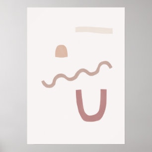Poster Art minimaliste Abstrait biologique Couleurs neutr