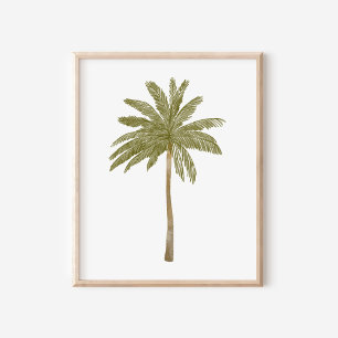 Poster Art minimaliste d'arbre de palme tropical à l'aqua