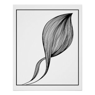Poster Art minimaliste de la ligne de feuille - Art botan
