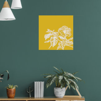 Poster Art minimaliste de la ligne de fleurs d'Hibiscus