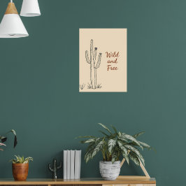 Poster Art minimaliste de ligne Cactus