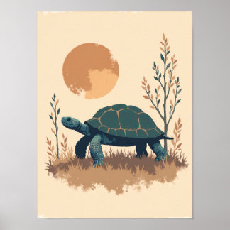 Poster Art minimaliste des murs de la tortue de Boho