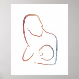 Poster Art minimaliste - Mère allaitante