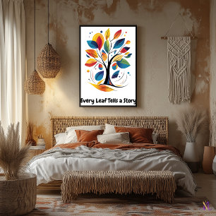 Poster Art minimaliste motivationnel abstrait d'arbre 
