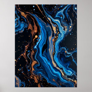 Poster Art moderne Abstrait coloré.Marbal d'or de minuit