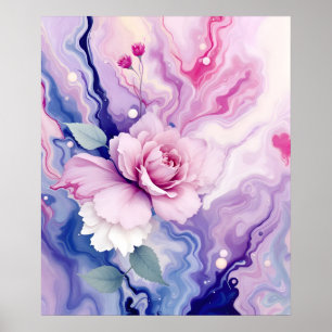 Poster Art moderne Abstrait coloré.Rose de rêve sur marbr