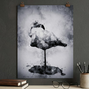 Poster Art moderne au lavis d'aquarelle noir et blanc de