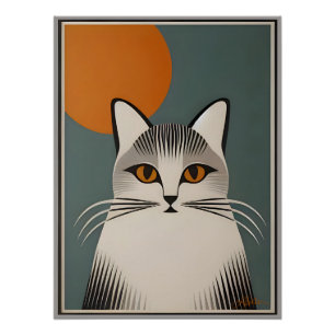 Poster Art Moderne du Milieu du Siècle Le Chat Gris