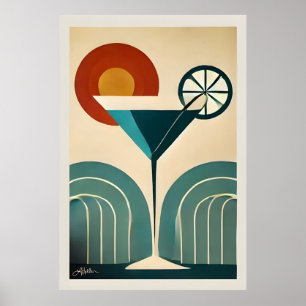 Poster Art Moderne du Milieu du Siècle Martini du Lever d