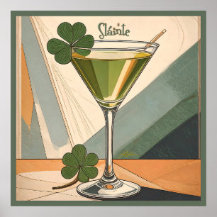 Poster Art Moderne du Milieu du Siècle Shamrock Martini S