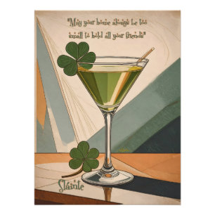 Poster Art Moderne du Milieu du Siècle Shamrock Martini S