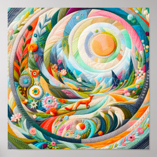 Poster Art Moderne Rebrodé Look Printemps Paysage