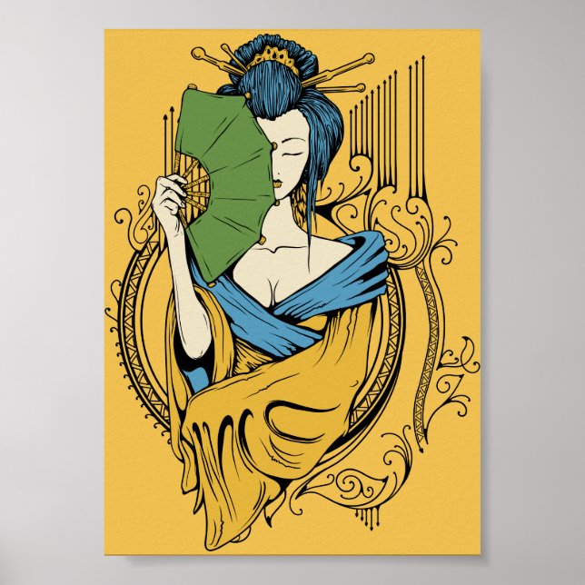 Poster art musical japonais décoratif cool geisha (Devant)