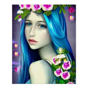 Poster Art mystique Belle Fée Bleue