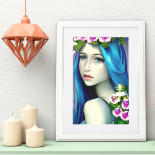 Poster Art Mystique   Belle Fée Bleue 