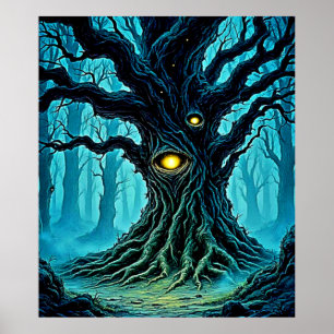 Poster Art mystique de l'arbre oculaire de la forêt