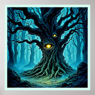 Poster Art mystique de l'arbre oculaire de la forêt