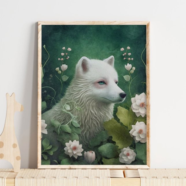 Poster Art mystique du mur de Fox arctique | Bois Enchant (Créateur téléchargé)